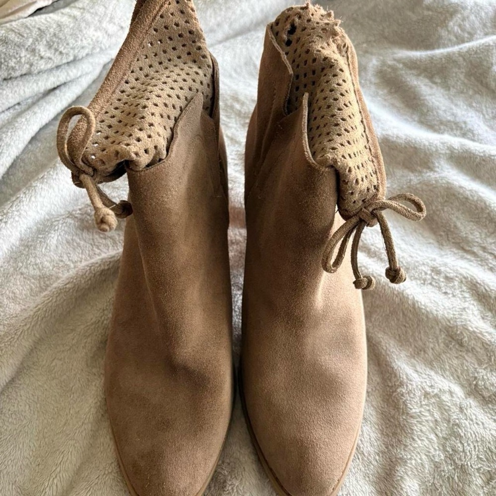 Women's Suede Ankle Booties in Tan